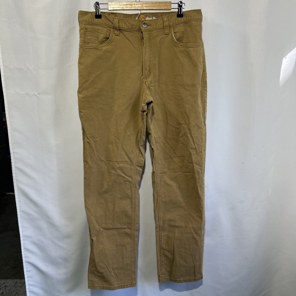 Carhartt Rugged 102517-918 Relaxed Fit Brown Mens Size 36x34 Stretch USA See